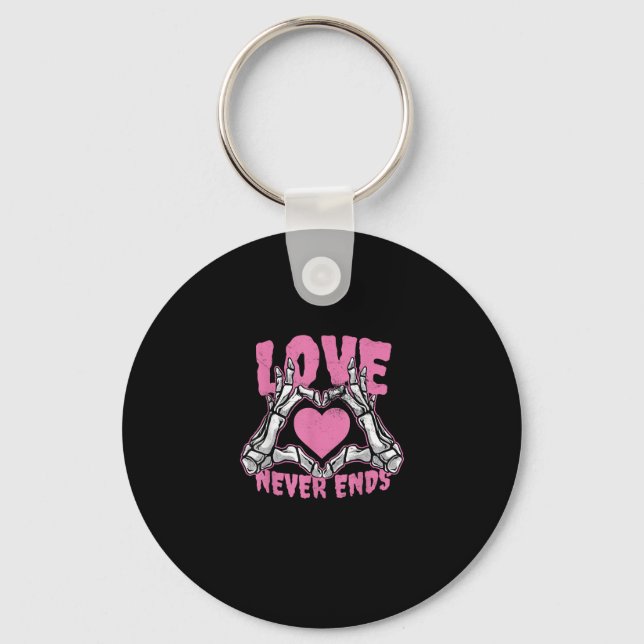 Valentines Day Heart Skeleton Hands Heart Key Ring (Front)
