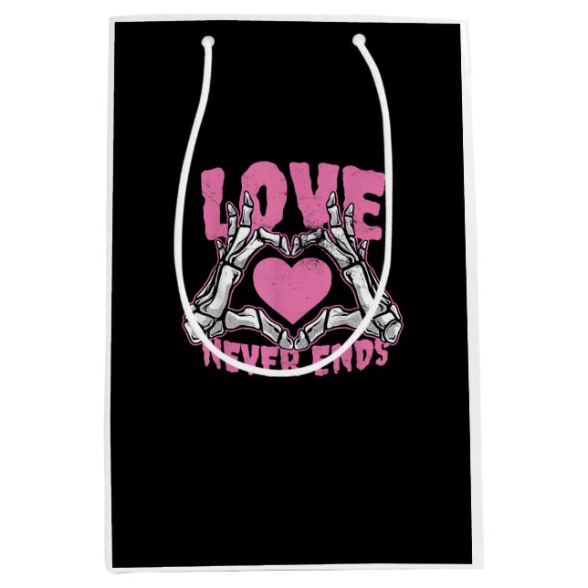 Valentines Day Heart Skeleton Hands Heart Medium Gift Bag (Front)