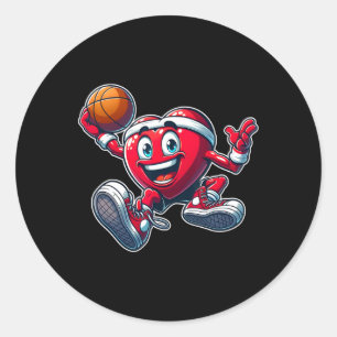 Valentine's Day Heart Sketll Player Team Sports  Classic Round Sticker