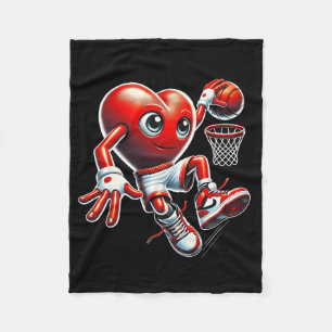 Valentine's Day Heart Slam Dunk Sketll Team Sport Fleece Blanket