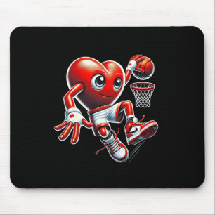 Valentine's Day Heart Slam Dunk Sketll Team Sport Mouse Pad