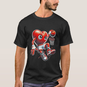 Valentine's Day Heart Slam Dunk Sketll Team Sport T-Shirt