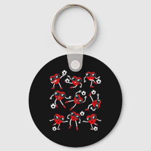 Valentines Day Heart Soccer Player Fun Boys Girls Key Ring