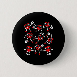 Valentines Day Heart Soccer Player Funny Boys Girl 6 Cm Round Badge
