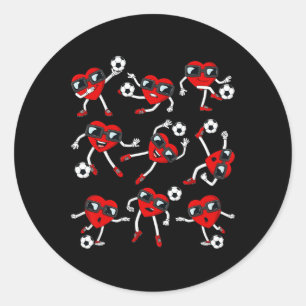Valentines Day Heart Soccer Player Funny Boys Girl Classic Round Sticker
