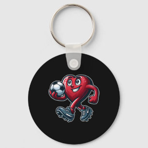 Valentine's Day Heart Soccer Team Player Key Ring