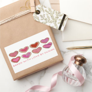 Valentine's Day Heart Sugar Cookies Baked By Rectangular Sticker