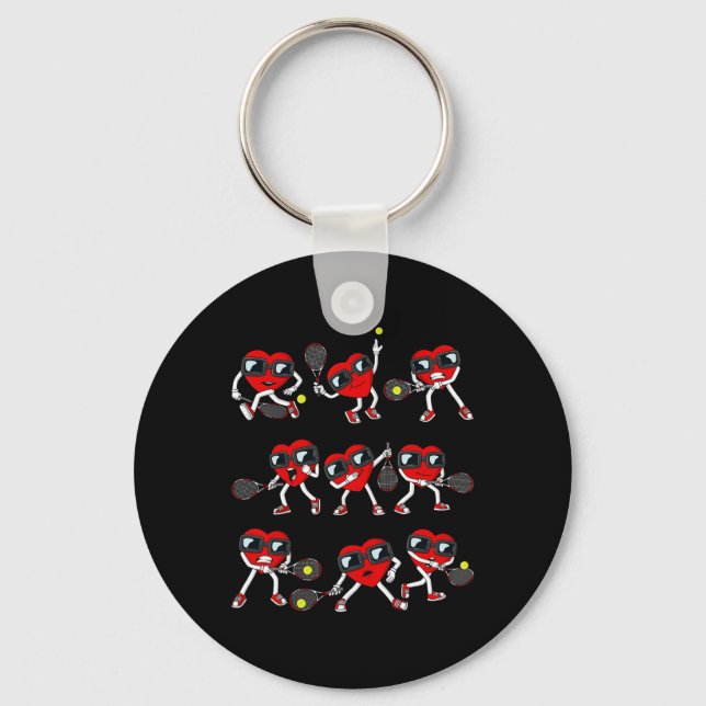 Valentines Day Heart Tennis Player Fun Boys Girls  Key Ring (Front)