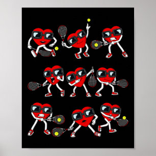 Valentines Day Heart Tennis Player Fun Boys Girls  Poster
