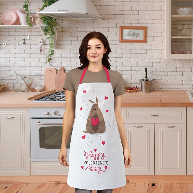 Valentine's Day Heart Texas Armadillo Apron (Creator Uploaded)