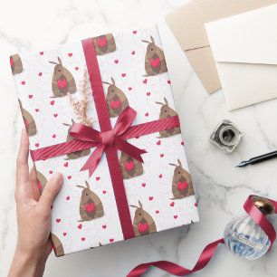 Valentine's Day Heart Texas Armadillo Wrapping Paper