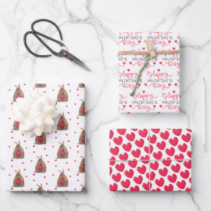 Valentine's Day Heart Texas Armadillo Wrapping Paper Sheet
