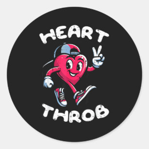Valentines Day Heart Throb Peace Retro Groovy Boys Classic Round Sticker