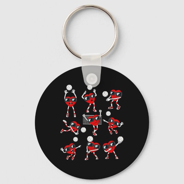 Valentines Day Heart Volleyball Player Fun Boys Gi Key Ring (Front)