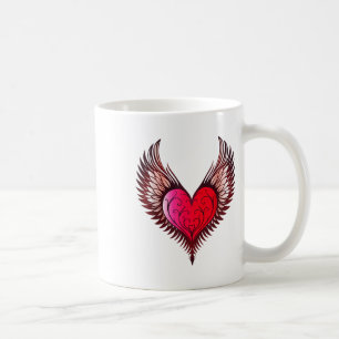 Valentines Day Heart With Wings Tattoo Style Symbo Coffee Mug