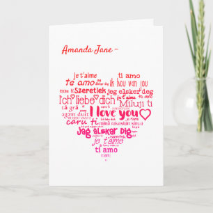 Valentine's Day Heart Word-Cloud to Customise Holiday Card