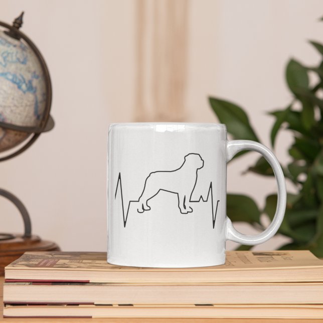 Valentine's Day Heartbeat Line Art Rottweilers Dog Coffee Mug (Creator Uploaded)