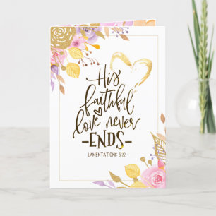 Valentine's Day Hearts and Flowers Bible Verse Holiday Card