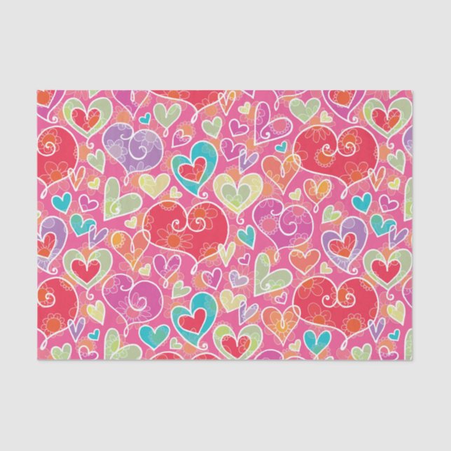 Valentine's Day Hearts and Flowers Tissue Paper (Front)