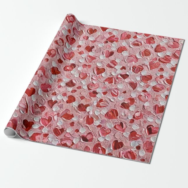 Valentine's Day Hearts Art Print Wrapping Paper (Unrolled)