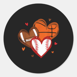 Valentines Day Hearts Basketball Baseball Football Classic Round Sticker