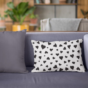 Valentine's day hearts - black and white decorative cushion