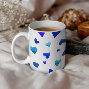 Valentine's day hearts - blue coffee mug