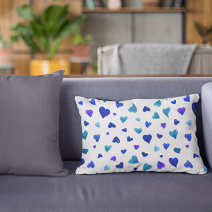 Valentine's day hearts - blue decorative cushion