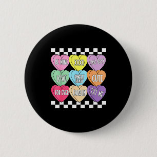 Valentine's day hearts candy be conversation heart 6 cm round badge