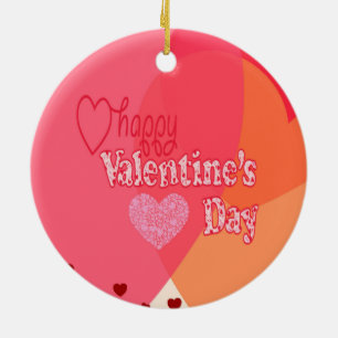 Valentines Day Hearts Ceramic Ornament
