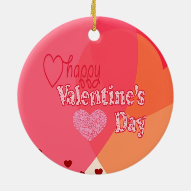 Valentines Day Hearts Ceramic Ornament (Back)