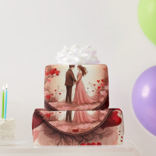 Valentine's day hearts couple Wrapping Paper
