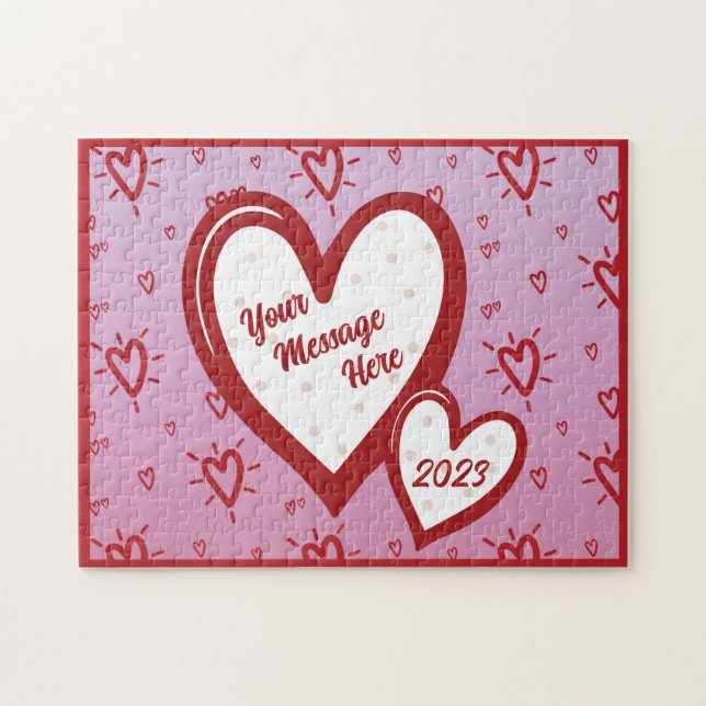 Valentine's Day Hearts Customizable Puzzle (Horizontal)