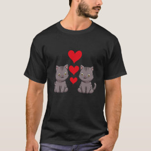 Valentines Day Hearts Day Relationship Couple Cat  T-Shirt