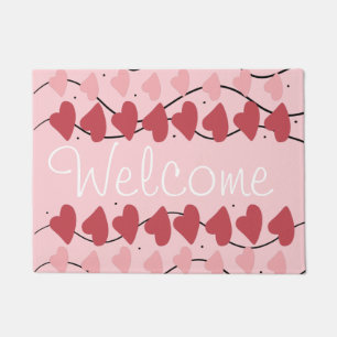 Valentines Day Hearts Doodle Scribbles Pink Doormat