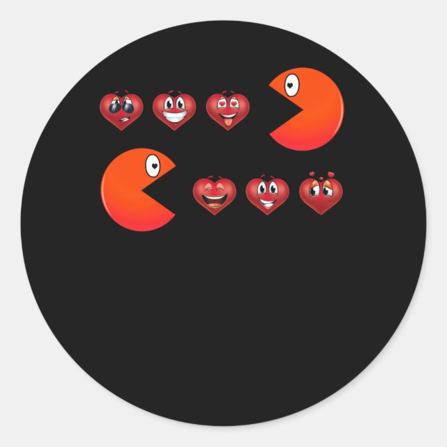 Valentines Day Hearts Feed Emoji Classic Round Sticker (Front)