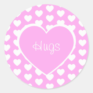 Valentine's Day Hearts Hugs Pink Classic Round Sticker