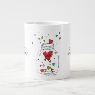 Valentines Day Hearts In Jar Monogram Large Coffee Mug