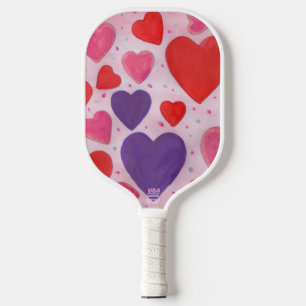 Valentines Day Hearts in Pink Purple Red Pattern Pickleball Paddle