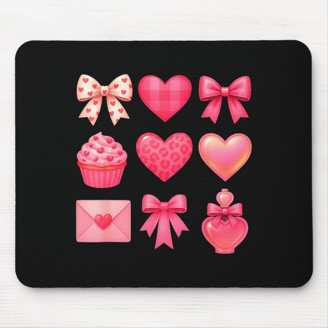 Valentines Day Hearts Leopard Coquette Bow Party W Mouse Pad (Front)