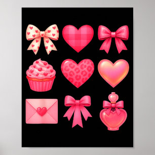 Valentines Day Hearts Leopard Coquette Bow Party W Poster