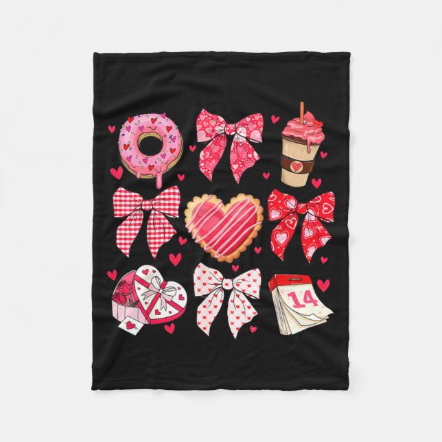 Valentines Day Hearts Leopard Coquette Bow Women G Fleece Blanket (Front)