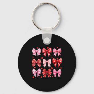 Valentines Day Hearts Leopard Coquette Bow Women G Key Ring