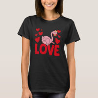 Valentine's Day Hearts Love Flamingo Animal Women