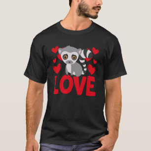 Valentine's Day Hearts Love Lemur Animal Women T-Shirt