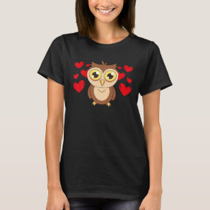 Valentine's Day Hearts Love Owl Animal Lovers T-Shirt
