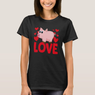 Valentine's Day Hearts Love Pig Animal Women  1 T-Shirt