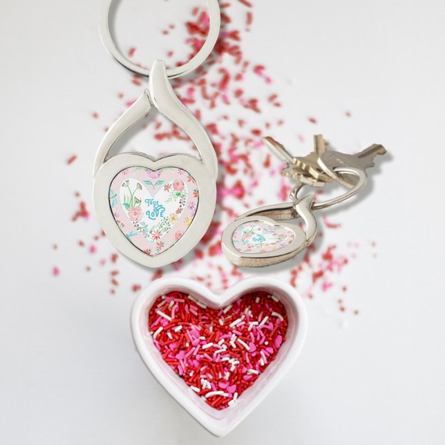 Valentines Day Hearts n Love Floral Dragonfly Key Ring (Creator Uploaded)