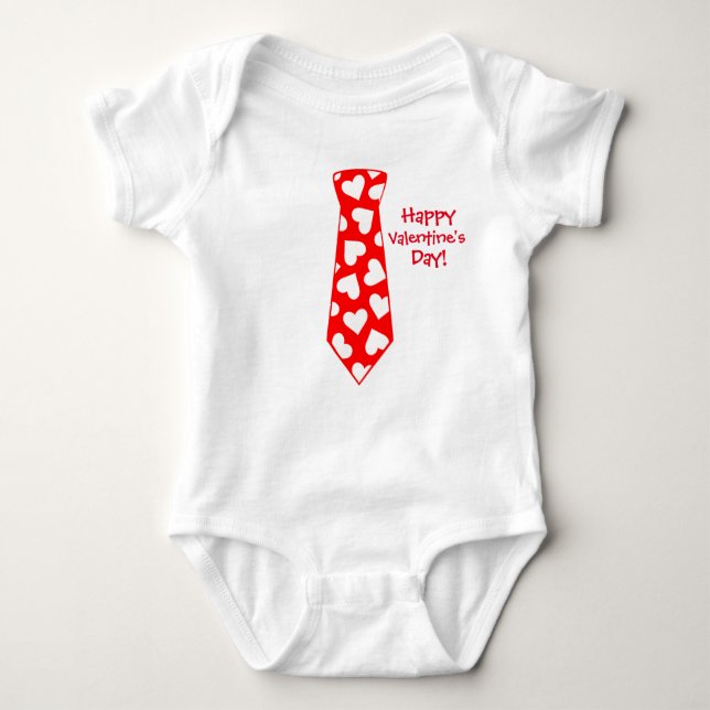 Valentine's Day Hearts Necktie Baby Bodysuit (Front)