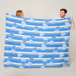 Valentine's Day hearts on striped background Fleece Blanket